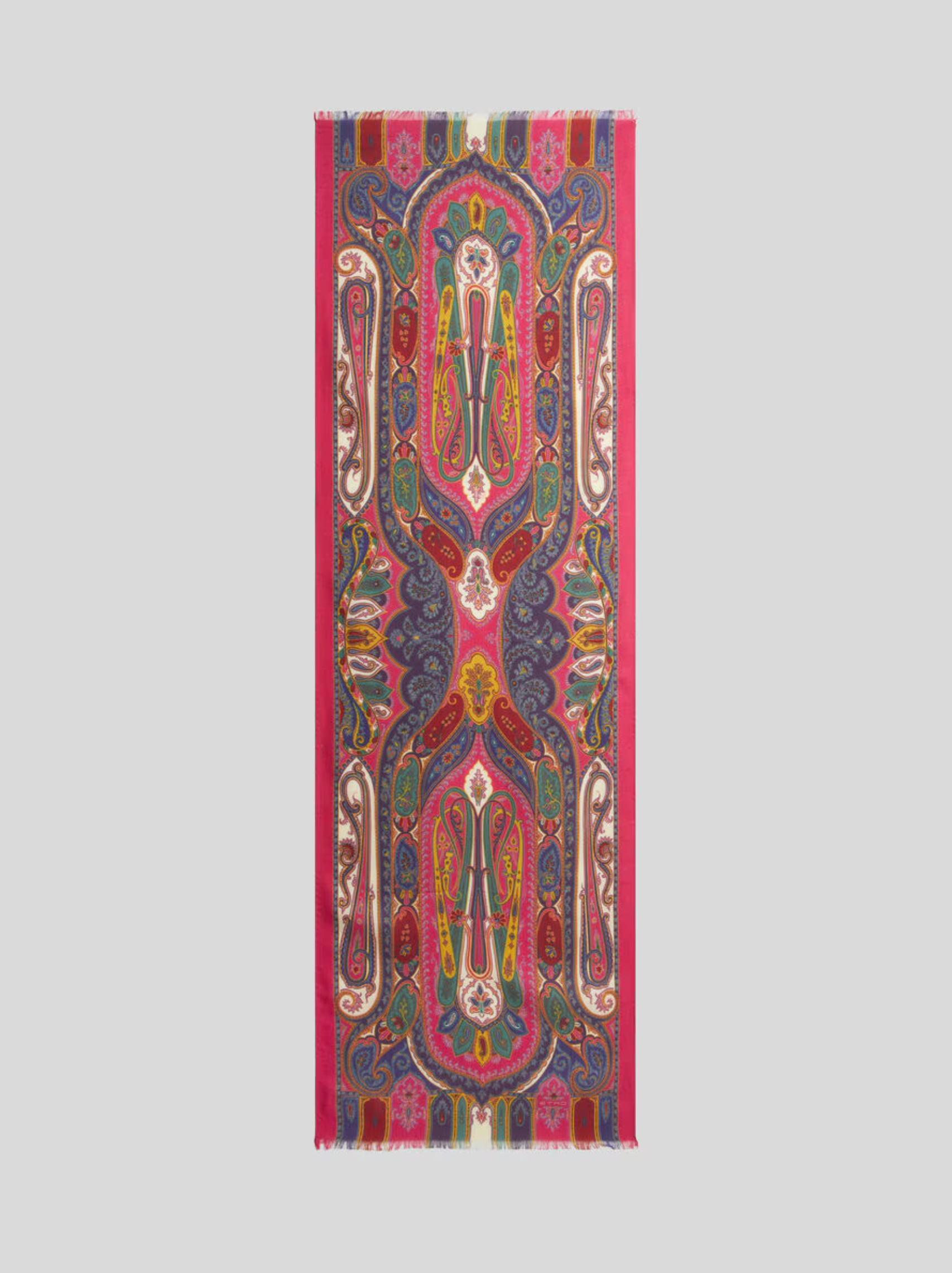 ETRO TOSCA CASHMERE/SILK SCARF - MULTICOLOR ON WHITE