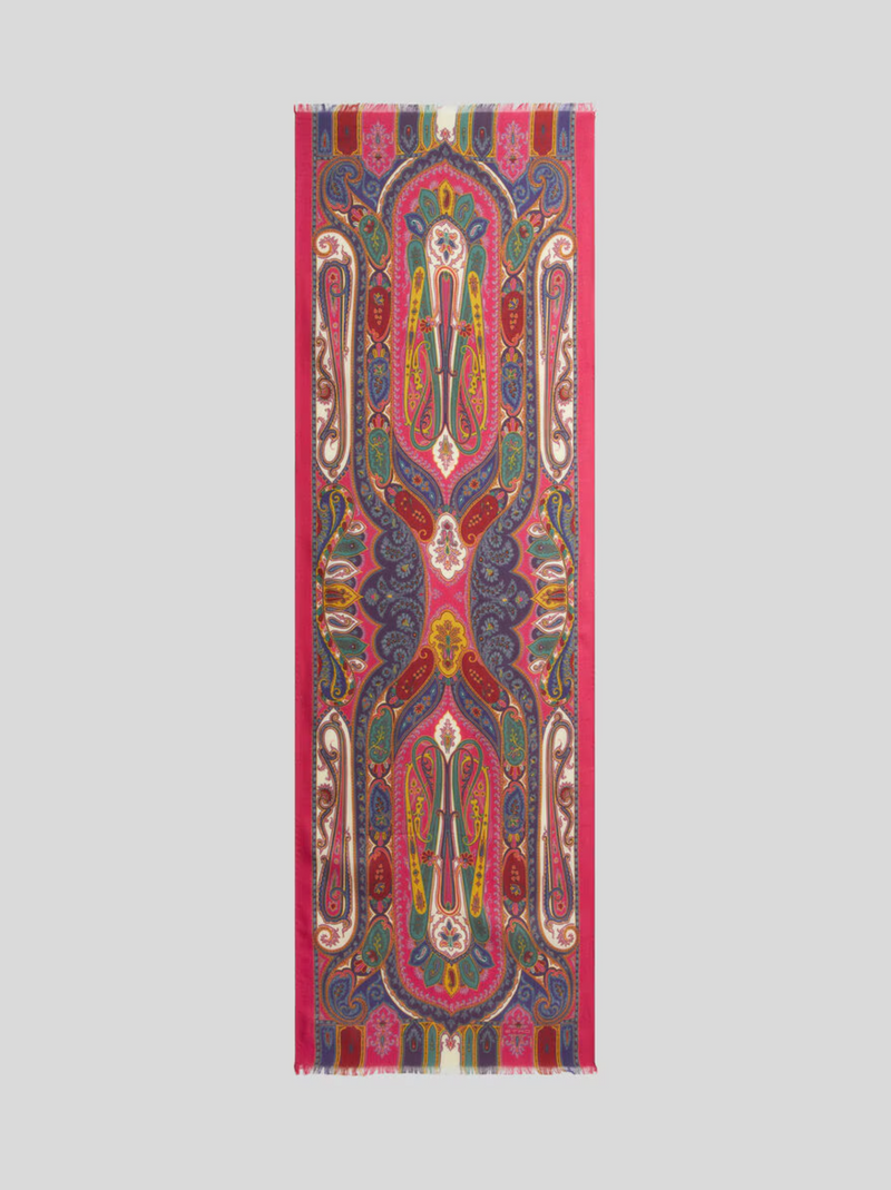 ETRO TOSCA CASHMERE/SILK SCARF - MULTICOLOR ON WHITE