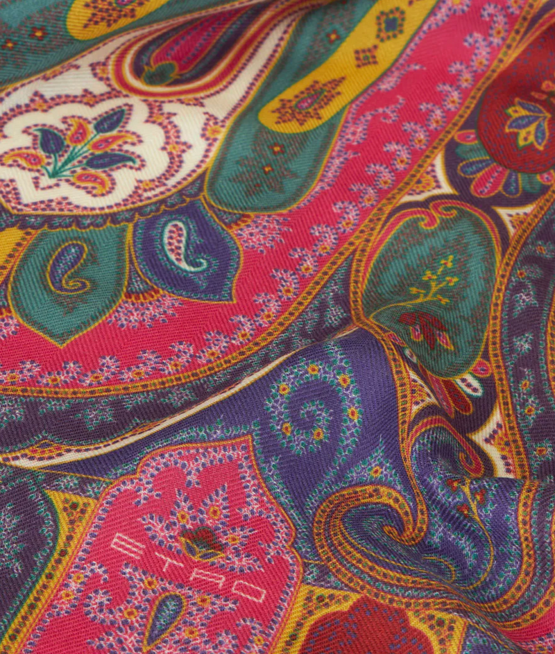 ETRO TOSCA CASHMERE/SILK SCARF - MULTICOLOR ON WHITE