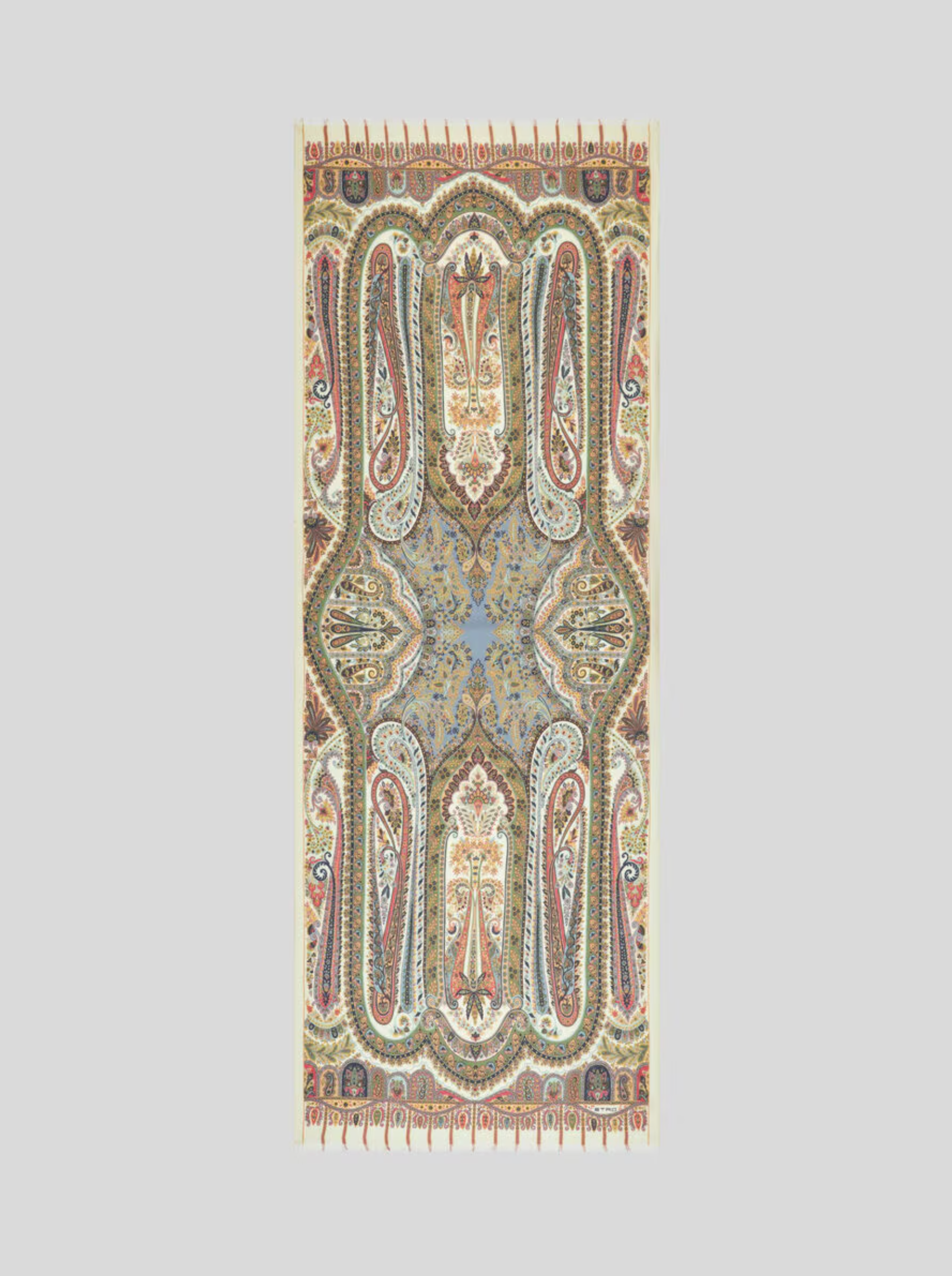 ETRO CASHMERE/SILK SCARF - MULTICOLOR ON BEIGE