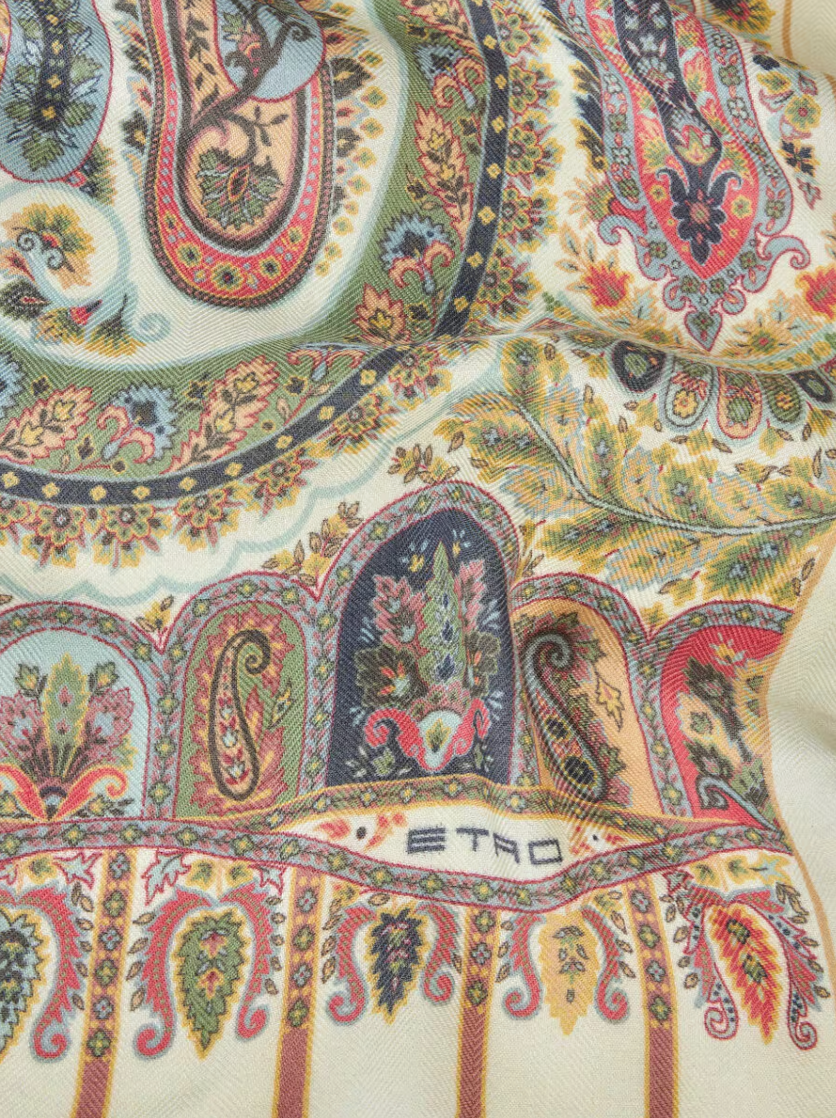 ETRO CASHMERE/SILK SCARF - MULTICOLOR ON BEIGE