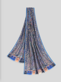 ETRO CASHMERE/SILK SCARF - MULTICOLOR ON WHITE