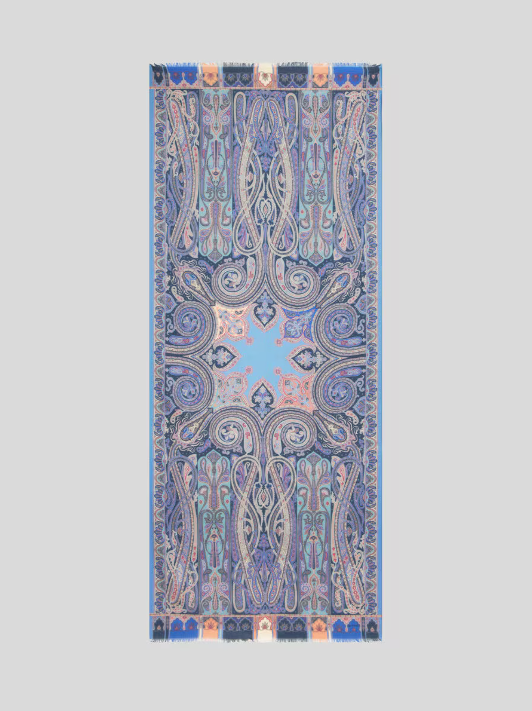 ETRO CASHMERE/SILK SCARF - MULTICOLOR ON WHITE