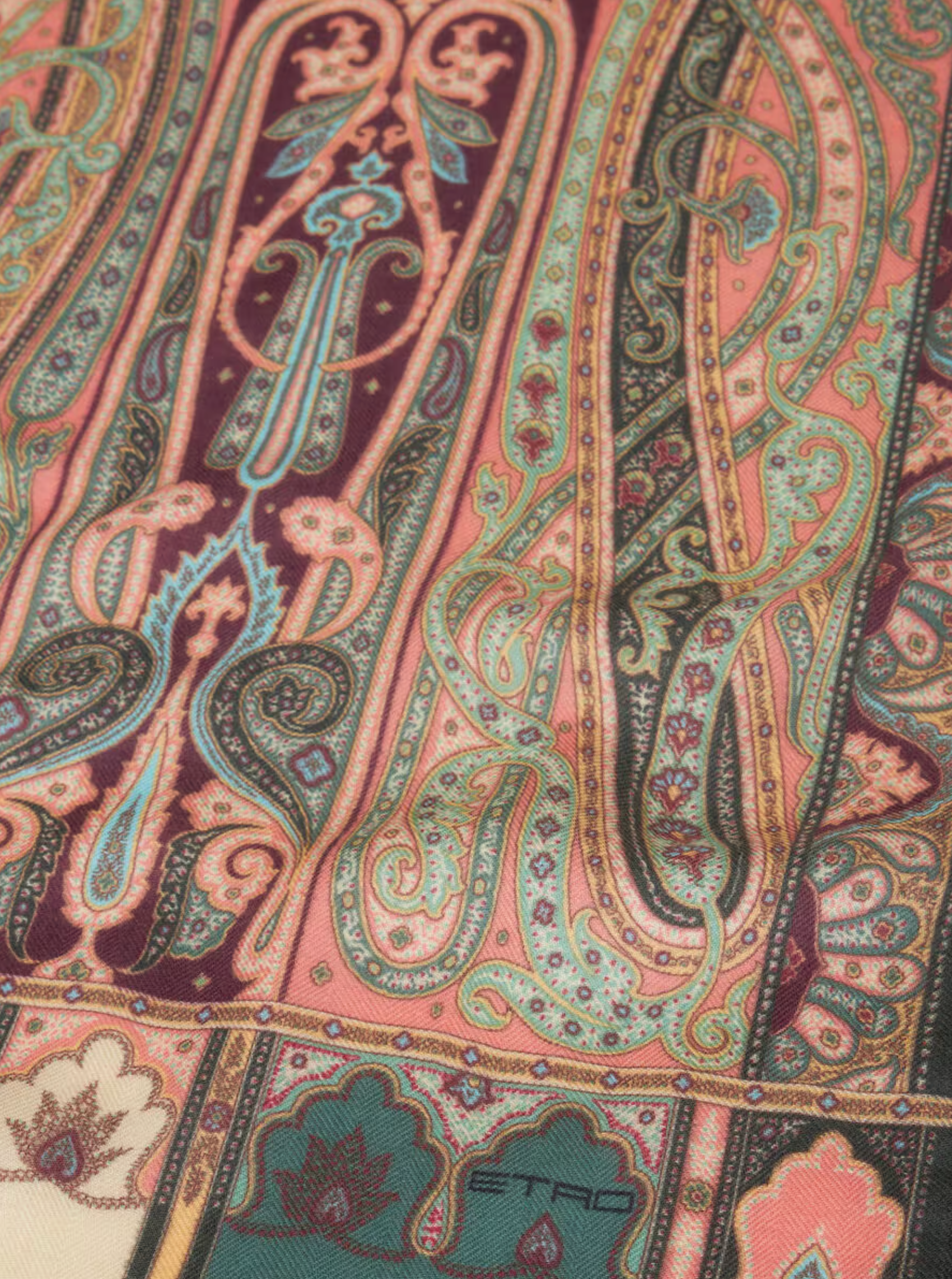 ETRO CASHMERE/SILK SCARF - MULTICOLOR ON WHITE