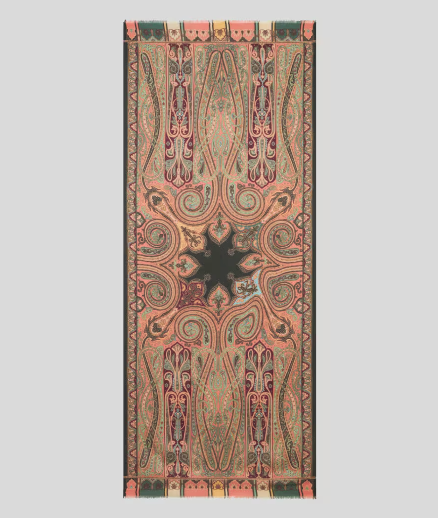 ETRO CASHMERE/SILK SCARF - MULTICOLOR ON WHITE