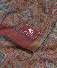 ETRO WOOL/SILK SCARF - MULTICOLOR ON BORDEAUX