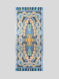 ETRO WOOL/SILK SCARF - MULTICOLOR ON BLUE