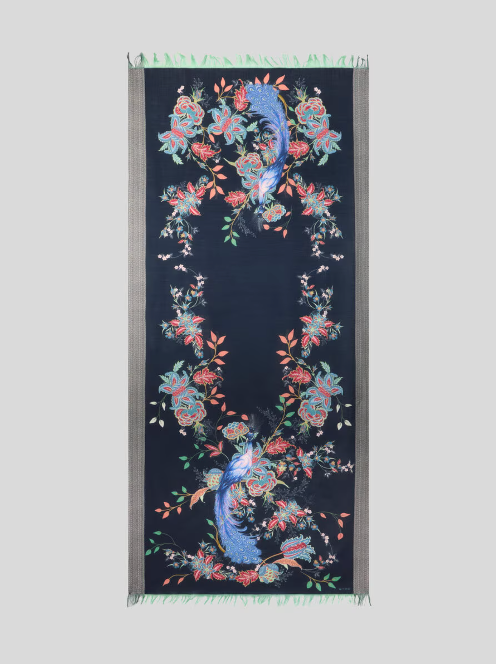 ETRO WOOL SCARF - MULTICOLOR ON BLUE