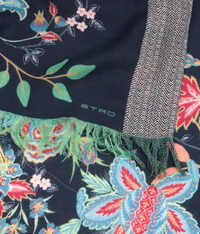 ETRO WOOL SCARF - MULTICOLOR ON BLUE