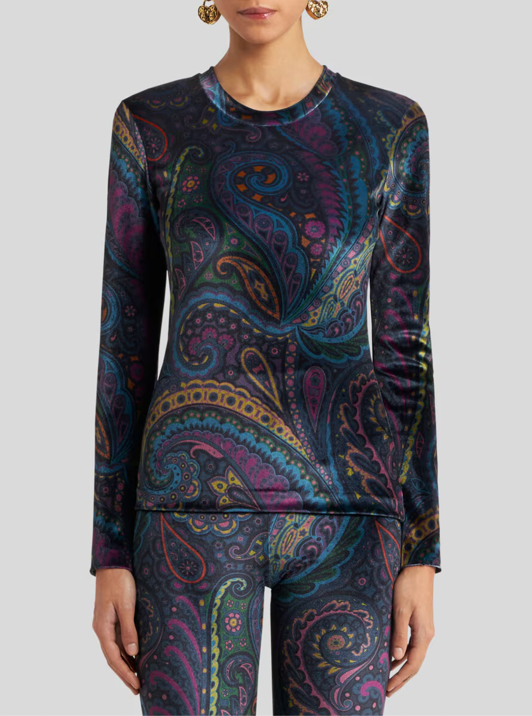 ETRO PAISLEY JERSEY TOP - BLUE