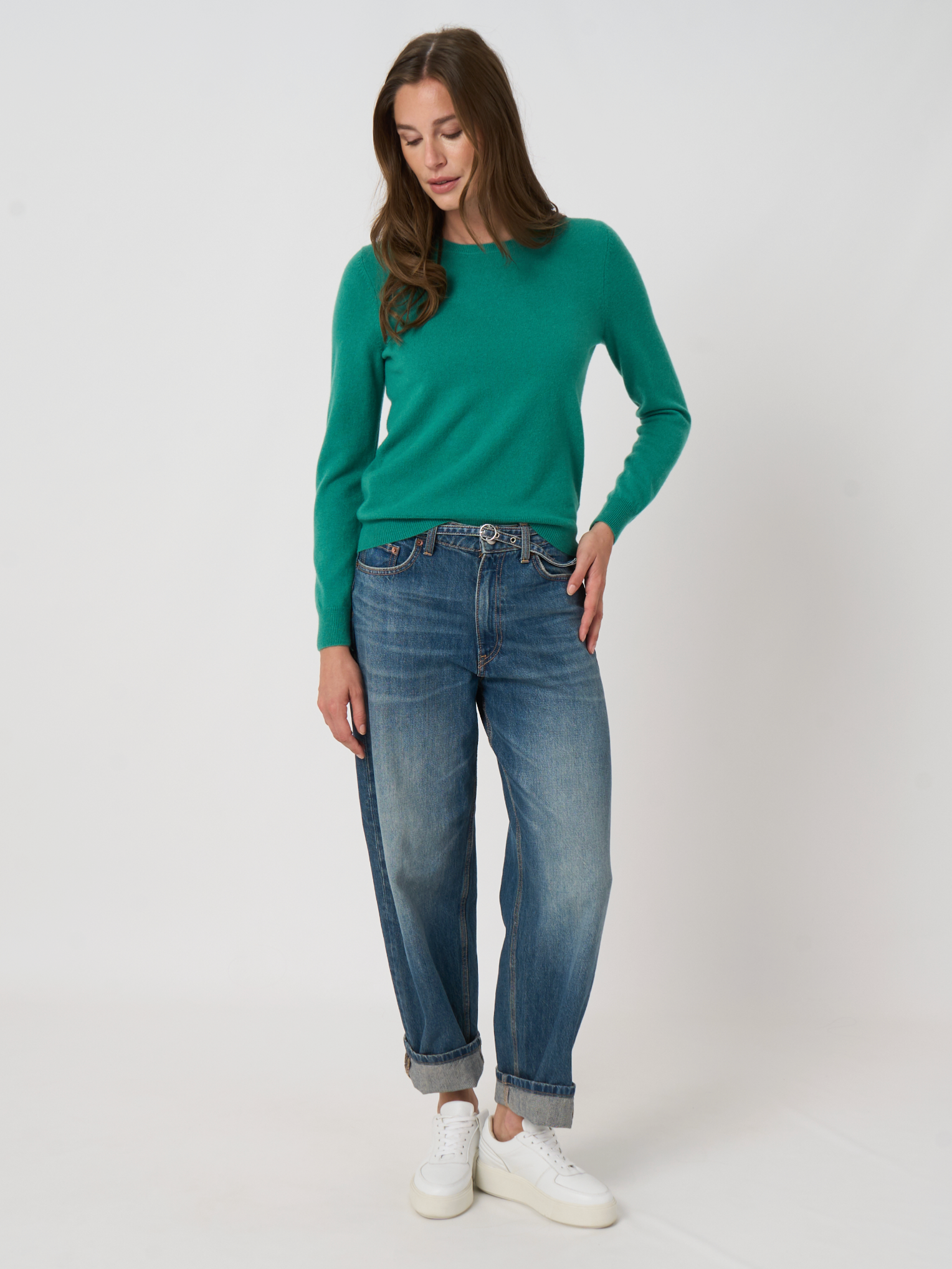 REPEAT CASHMERE PULLOVER - GREEN
