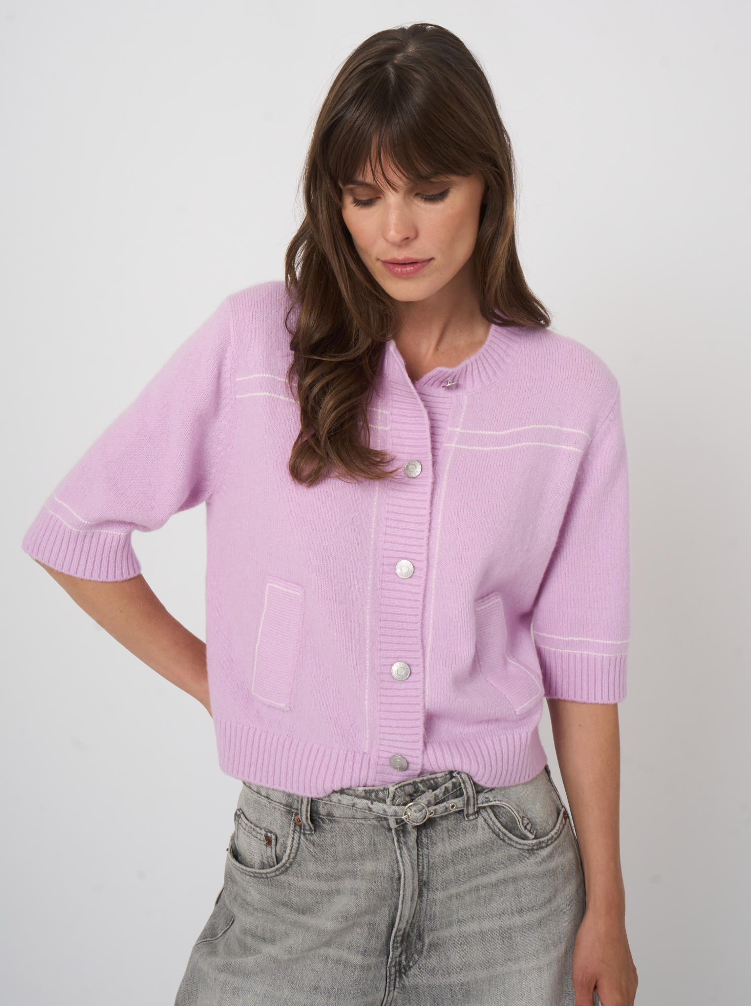 REPEAT CARDIGAN WITH LINE DETAIL - KIKO