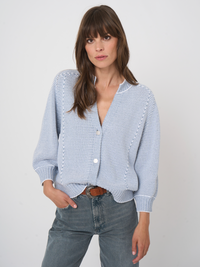 REPEAT STRIPE STITCH CARDIGAN - DENIM
