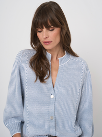 REPEAT STRIPE STITCH CARDIGAN - DENIM