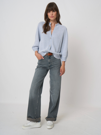 REPEAT STRIPE STITCH CARDIGAN - DENIM