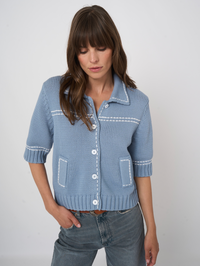 REPEAT WHIP STITCH CARDIGAN - DENIM