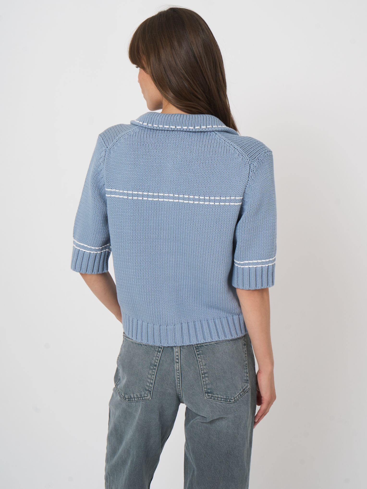 REPEAT WHIP STITCH CARDIGAN - DENIM