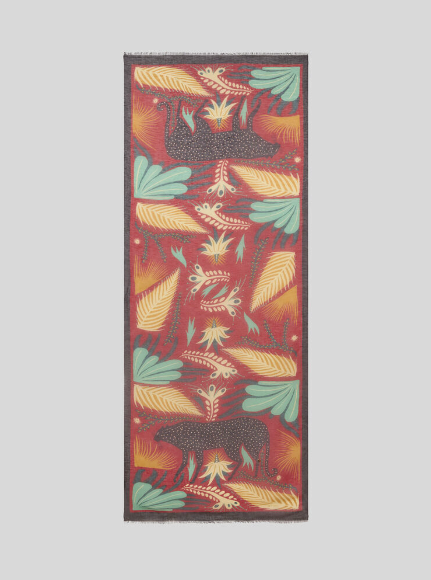 ETRO MODAL, LINEN & SILK SCARF - ORANGE CHEETAH