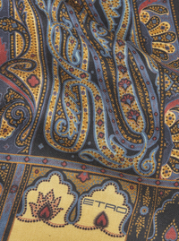 ETRO WOOL & SILK SCARF - MULTICOLOR PAISLEY ON BLACK