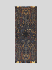 ETRO WOOL & SILK SCARF - MULTICOLOR PAISLEY ON BLACK