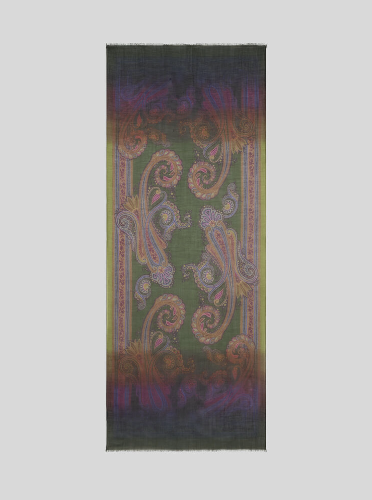 ETRO CASHMERE SCARF - OMBRÉ PAISLEY ON GREEN