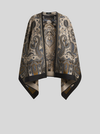 ETRO PAISLEY CAPE - BROWN & LIGHT BLUE ON BEIGE