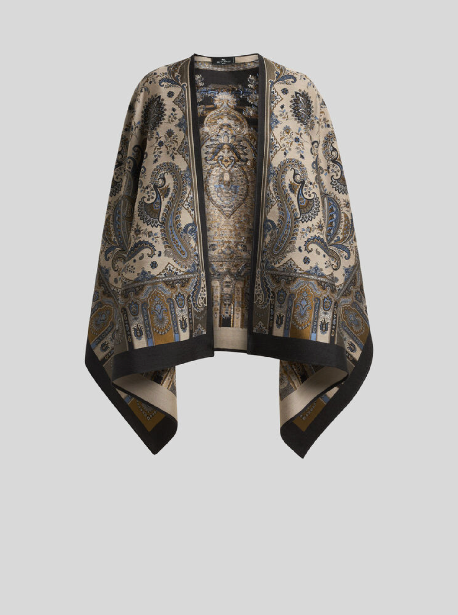 ETRO PAISLEY CAPE - BROWN & LIGHT BLUE ON BEIGE