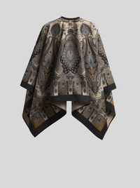 ETRO PAISLEY CAPE - BROWN & LIGHT BLUE ON BEIGE