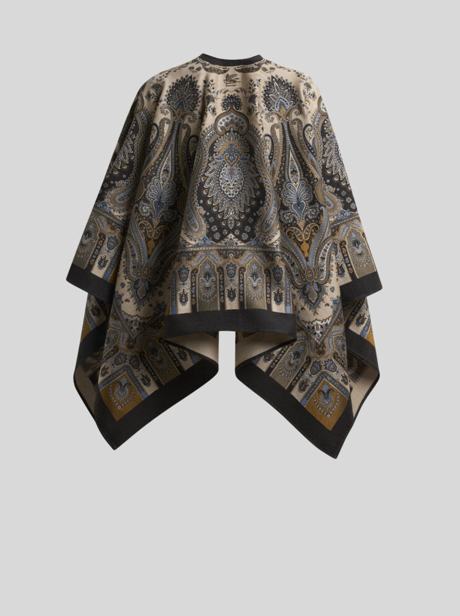 ETRO PAISLEY CAPE - BROWN & LIGHT BLUE ON BEIGE