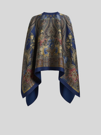 ETRO REVERSIBLE CAPE - FLORAL & ROYAL BLUE