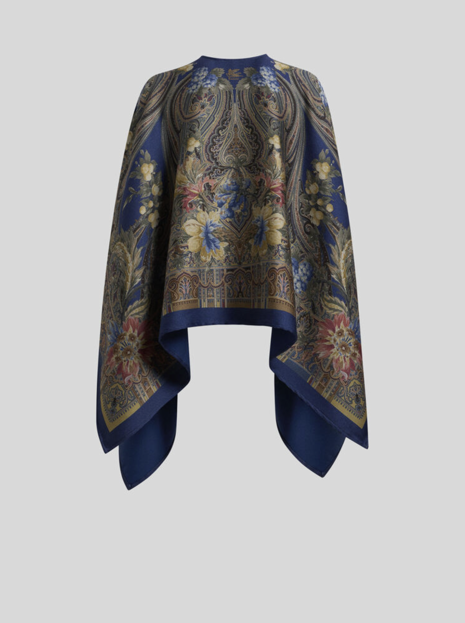 ETRO REVERSIBLE CAPE - FLORAL & ROYAL BLUE