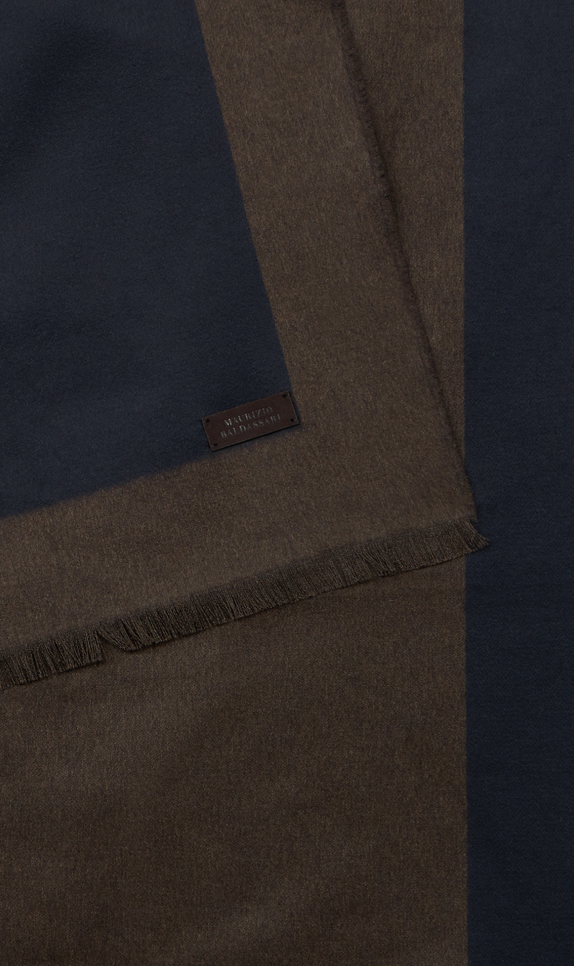MAURIZIO BALDASSARI - BRUSHED SILK SCARF - BROWN/NAVY