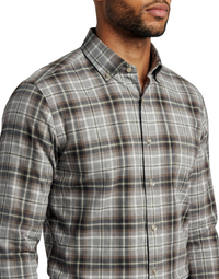 SCOTT BARBER HERRINGBONE TWILL SHIRT - DUFFEL HEATHER