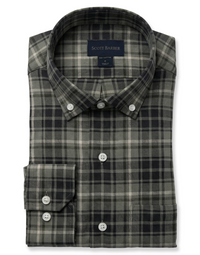 SCOTT BARBER HERITAGE FLANNEL SHIRT - DUFFEL