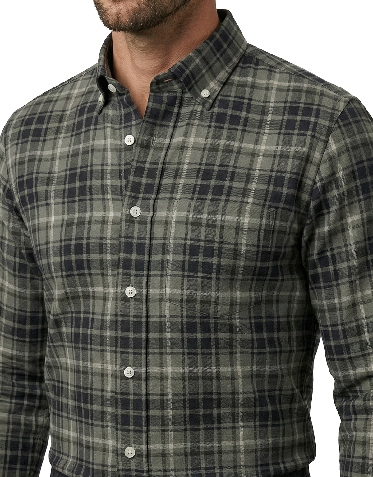 SCOTT BARBER HERITAGE FLANNEL SHIRT - DUFFEL
