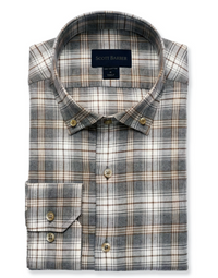 SCOTT BARBER WEEKEND PLAID SHIRT - COCOA