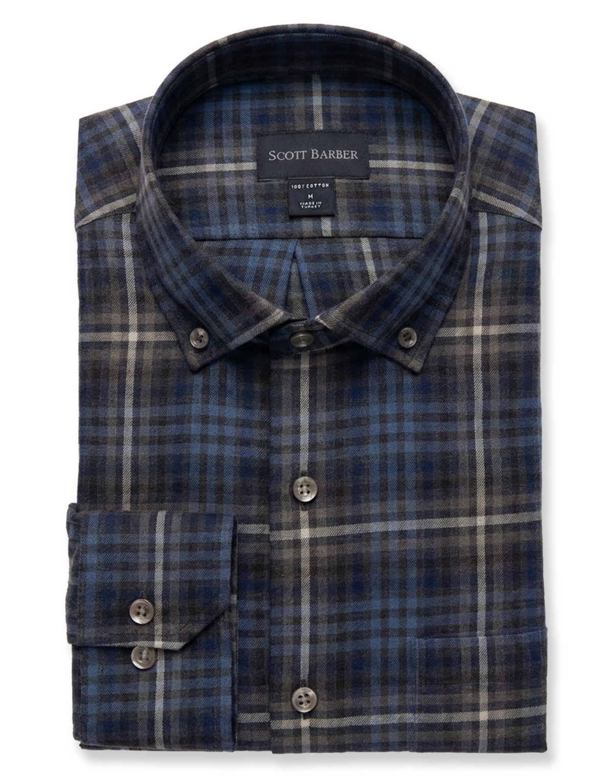 SCOTT BARBER WEEKEND PLAID SHIRT - CHOCOLATE