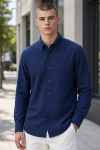 EMANUEL BERG PREMIUM LUXURY YOGA CASHMERE TOUCH SHIRT - NAVY