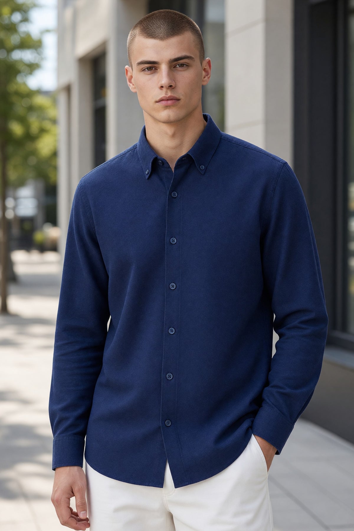 EMANUEL BERG PREMIUM LUXURY YOGA CASHMERE TOUCH SHIRT - NAVY