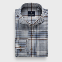 EMANUEL BERG COTTON LUXE FLANNEL TWILL CASUAL SARTORIAL SHIRT - BEIGE