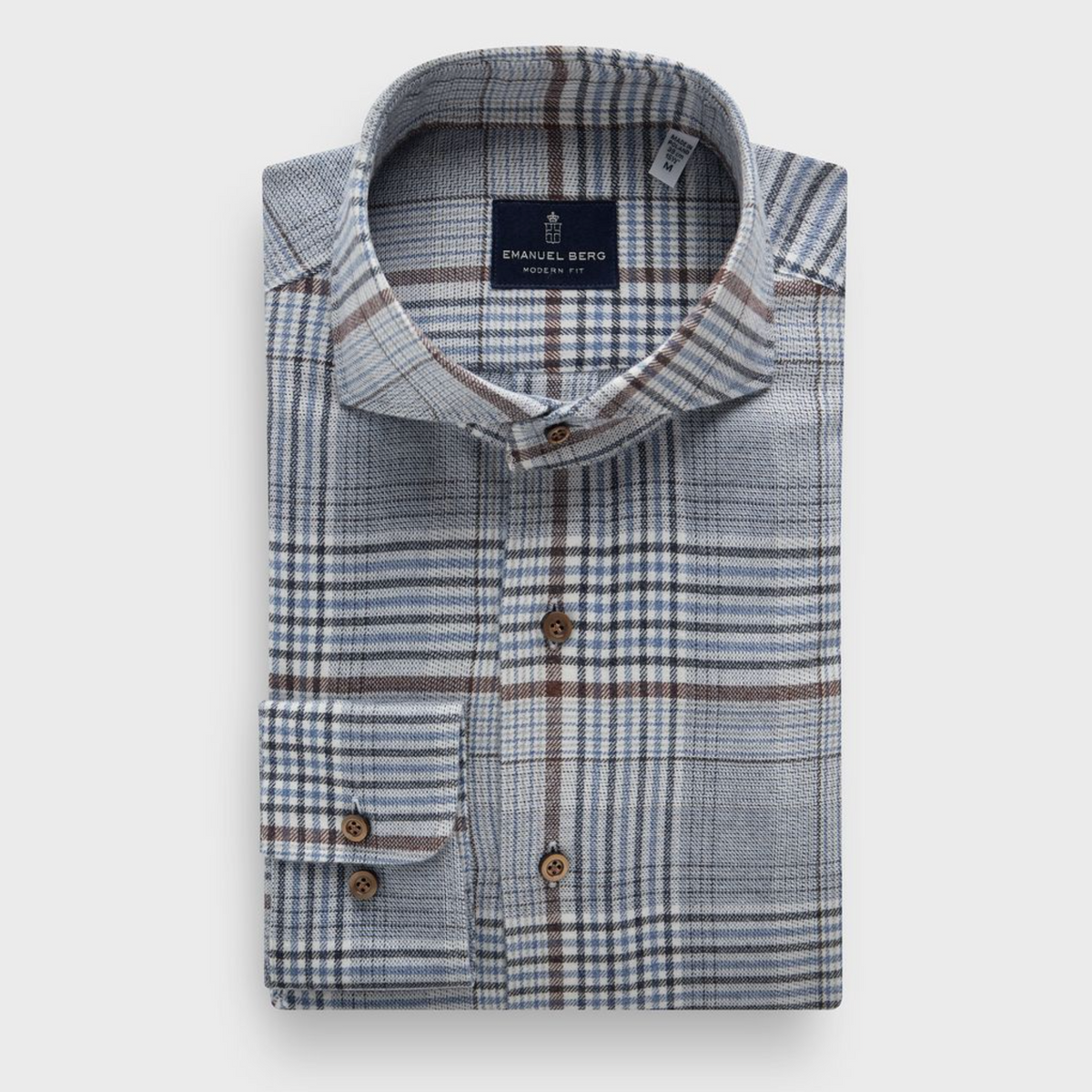 EMANUEL BERG COTTON LUXE FLANNEL TWILL CASUAL SARTORIAL SHIRT - BEIGE