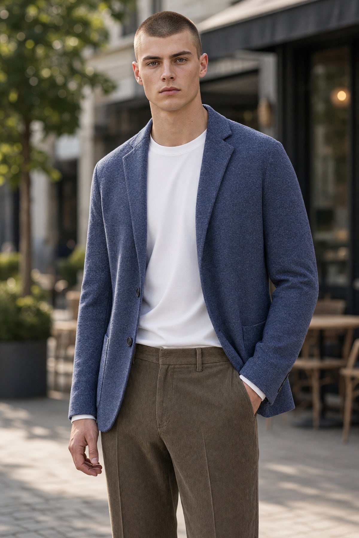 EMANUEL BERG PREMIUM SWACKET WITH 2 BUTTONS - NAVY MELANGE
