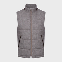 EMANUEL BERG WOOL STRETCH FLANNEL TWILL LUXURY VEST - MEDIUM BROWN