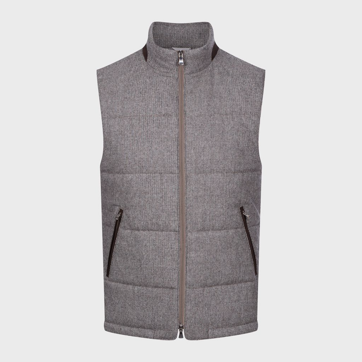 EMANUEL BERG WOOL STRETCH FLANNEL TWILL LUXURY VEST - MEDIUM BROWN