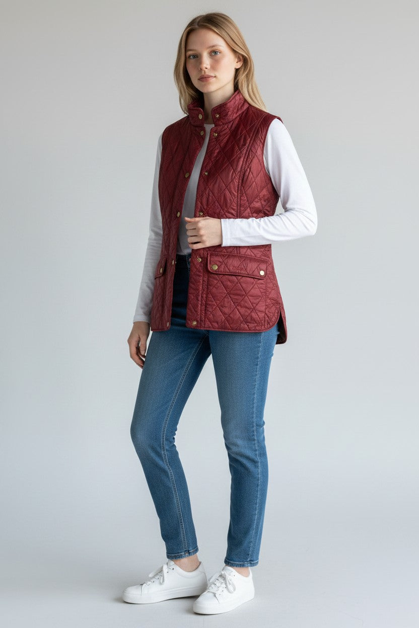 BARBOUR WRAY QUILTED GILET - CRANBERRY RED