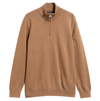 BARBOUR COTTON HALF ZIP KNITTED JUMPER - SANDSTONE