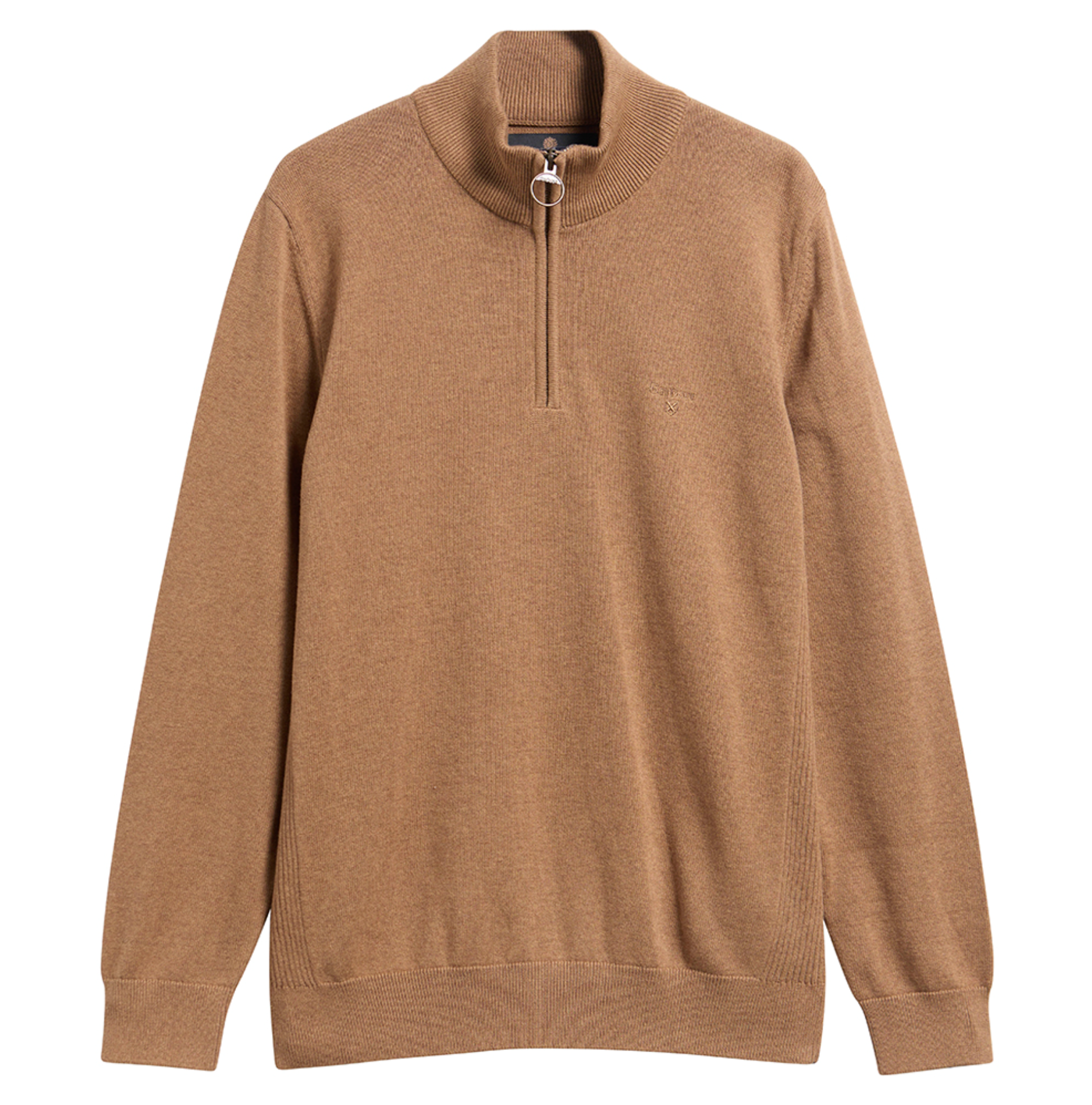BARBOUR COTTON HALF ZIP KNITTED JUMPER - SANDSTONE