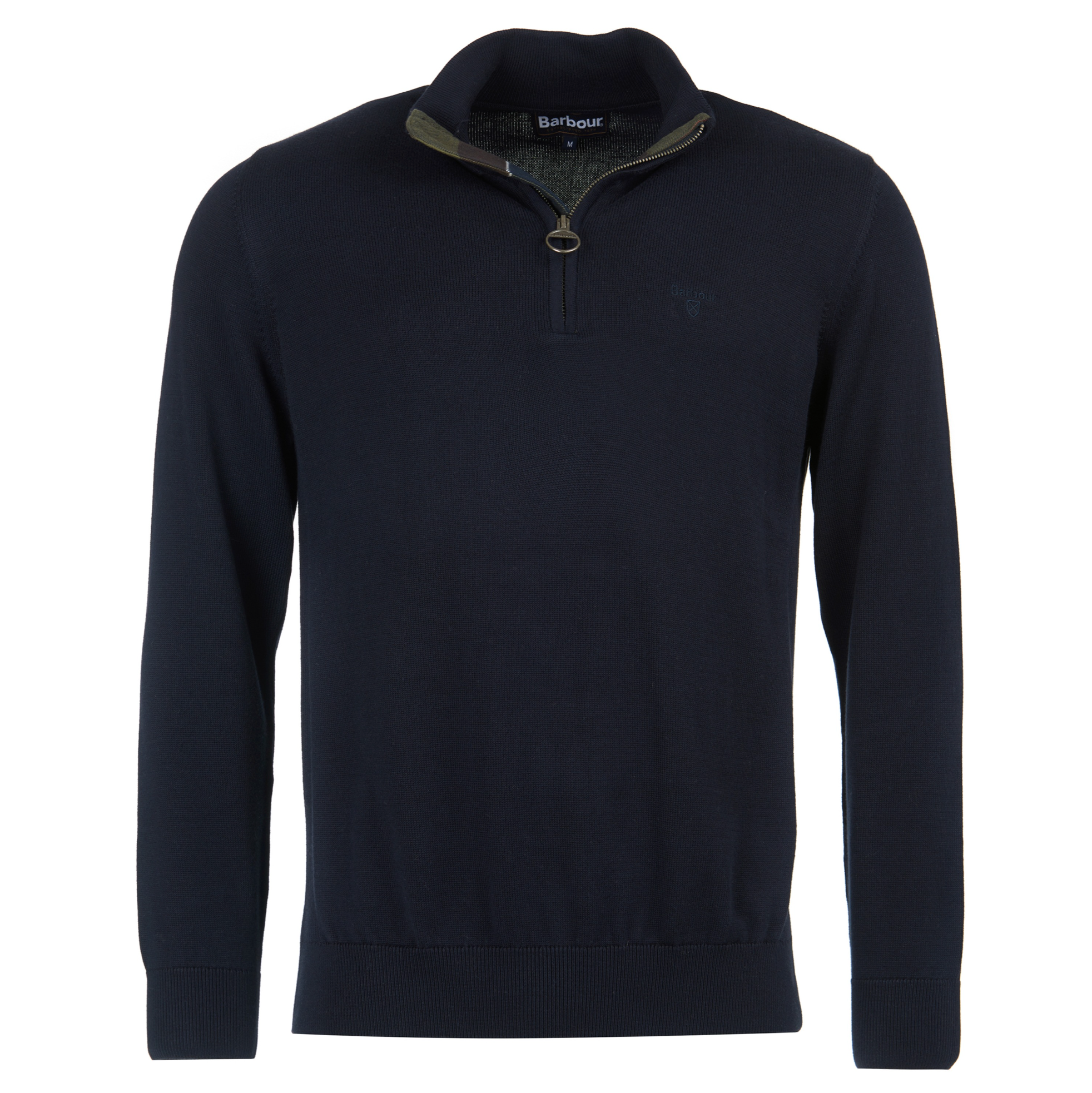 BARBOUR COTTON HALF ZIP KNITTED JUMPER - NAVY
