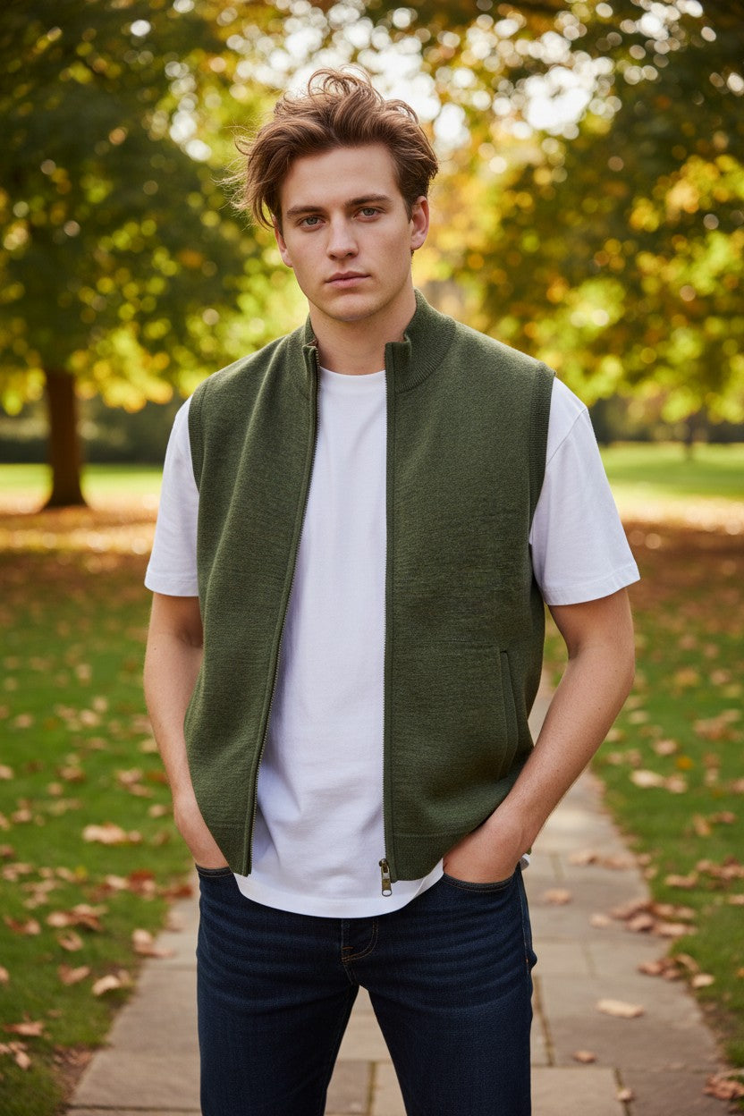 BARBOUR MARCUS KNITTED GILET - OLIVE