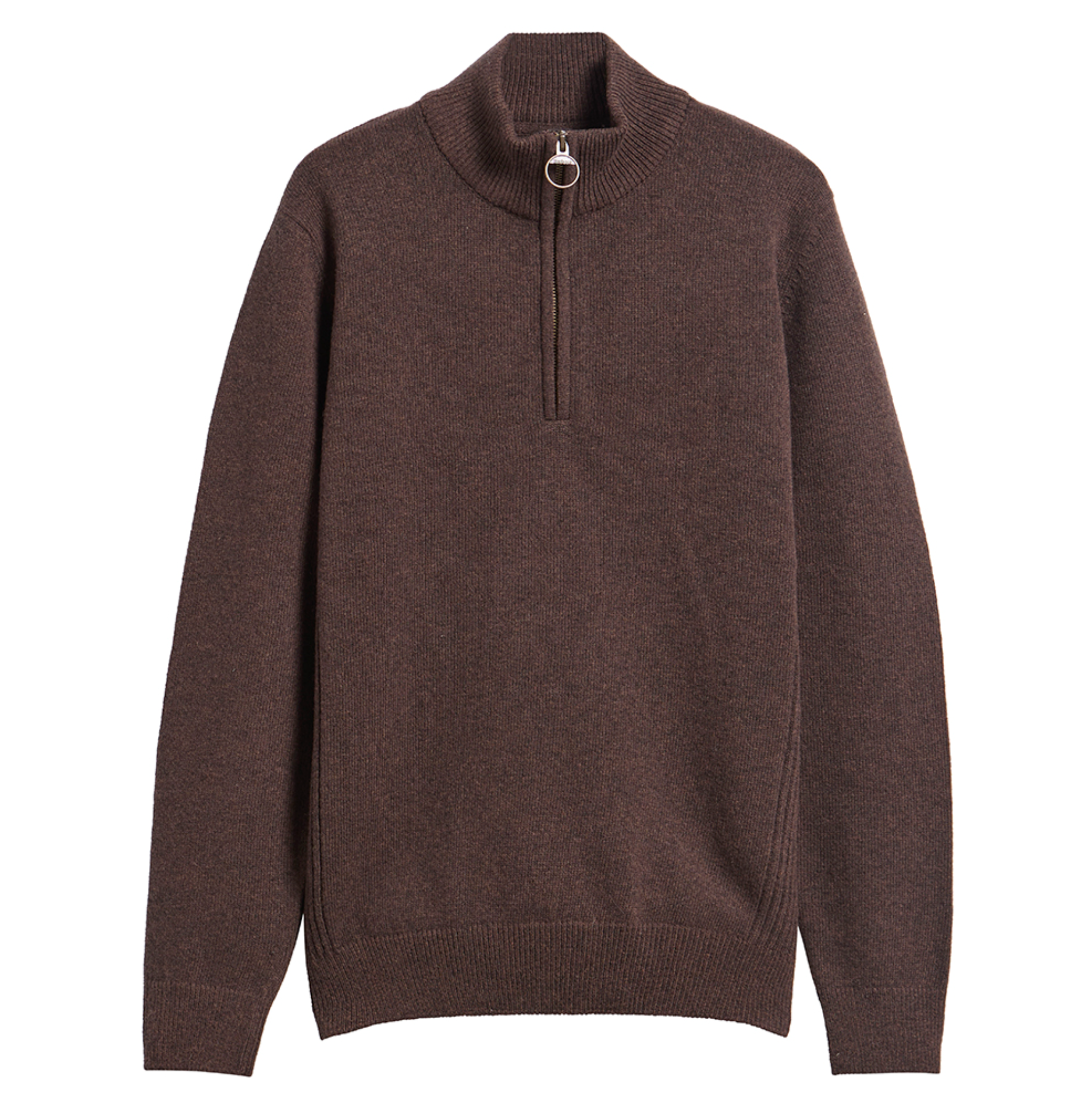 BARBOUR HOLDEN HALF ZIP KNITTED JUMPER - DARK OAK